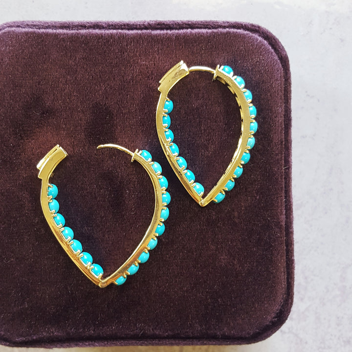 Turquoise Cabochon Hoop Earrings