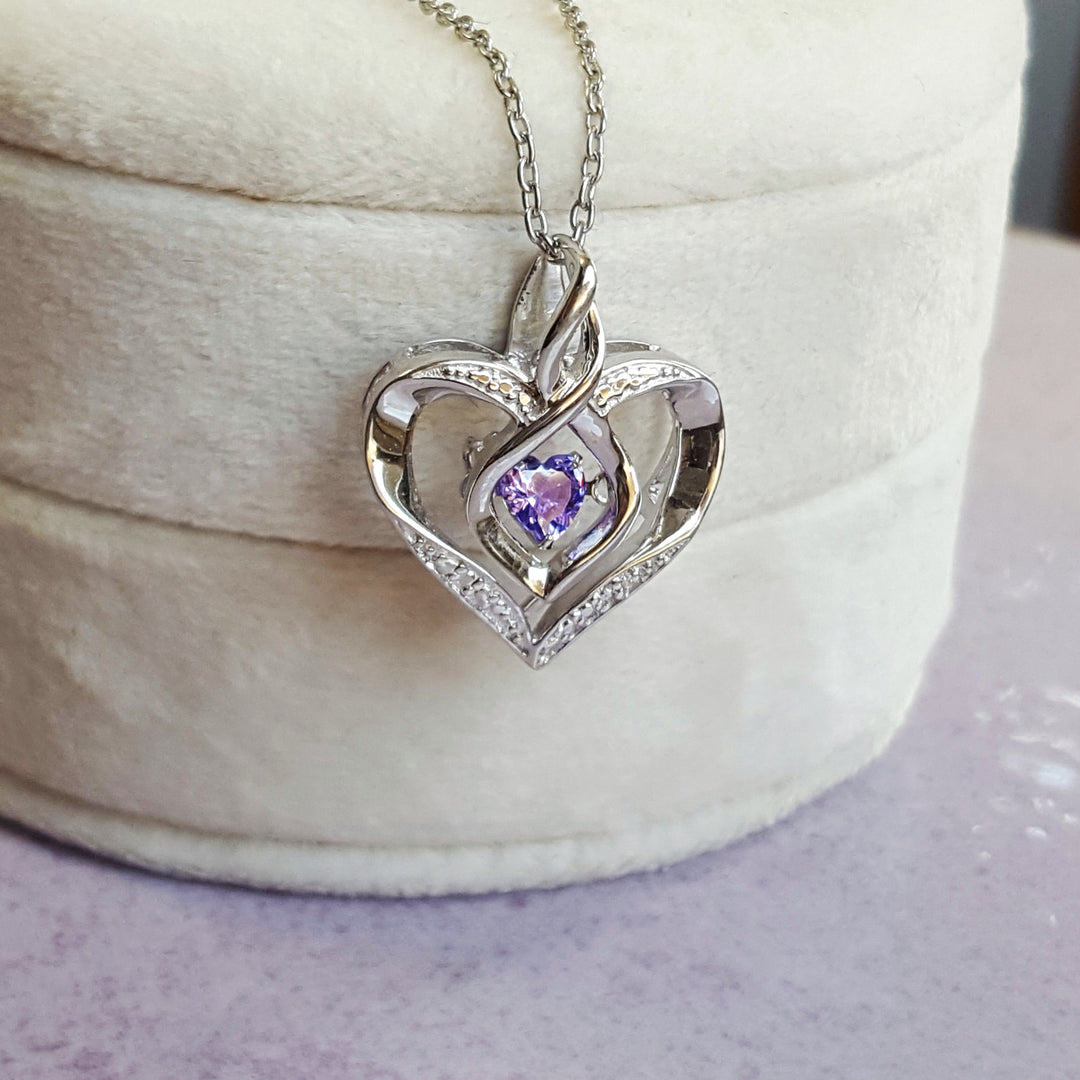 Sterling Silver Created Alexandrite Heart Pendant