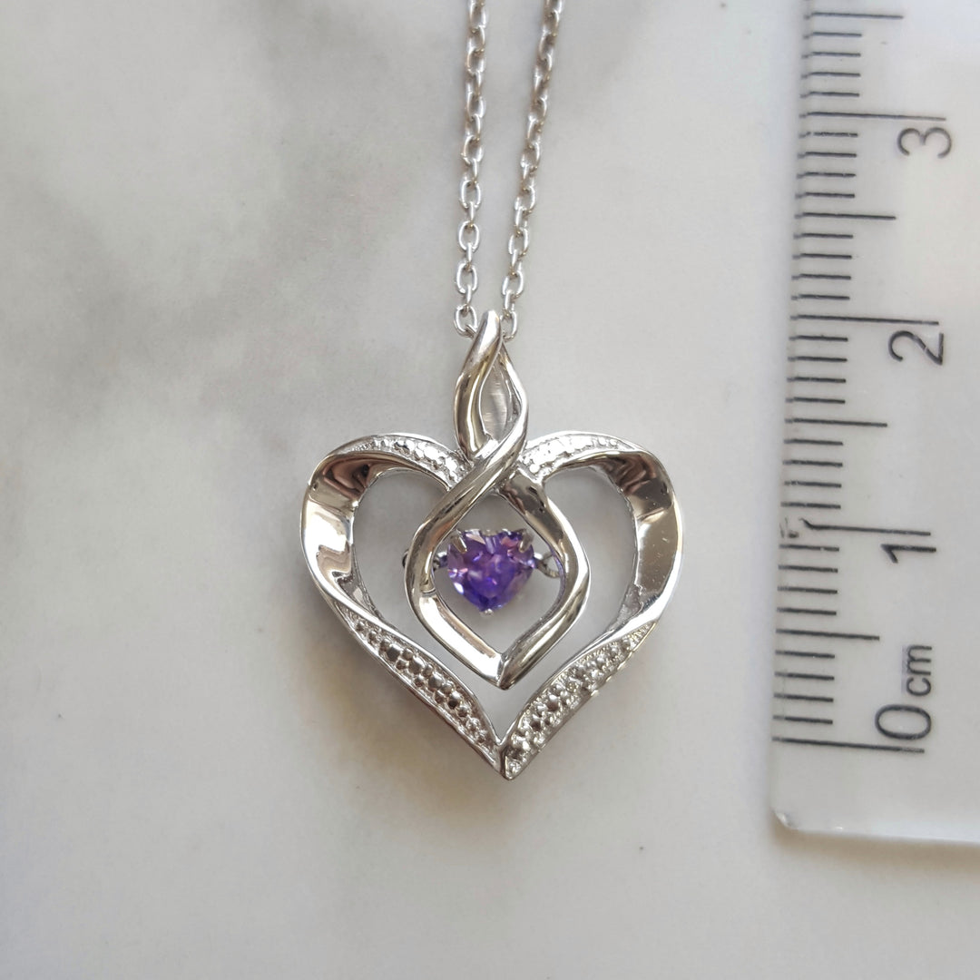 Sterling Silver Created Alexandrite Heart Pendant