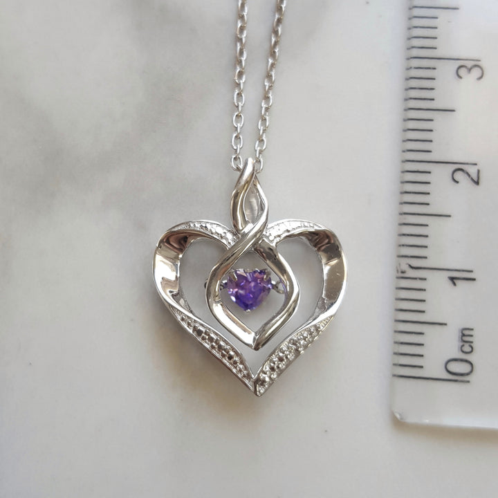 Sterling Silver Created Alexandrite Heart Pendant