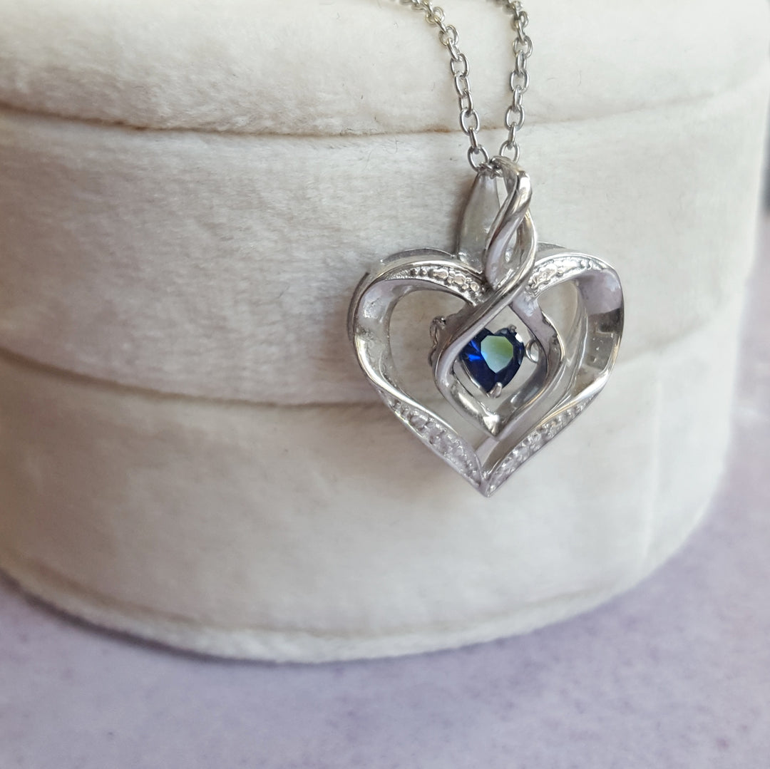 Sterling Silver Sapphire Heart Pendant