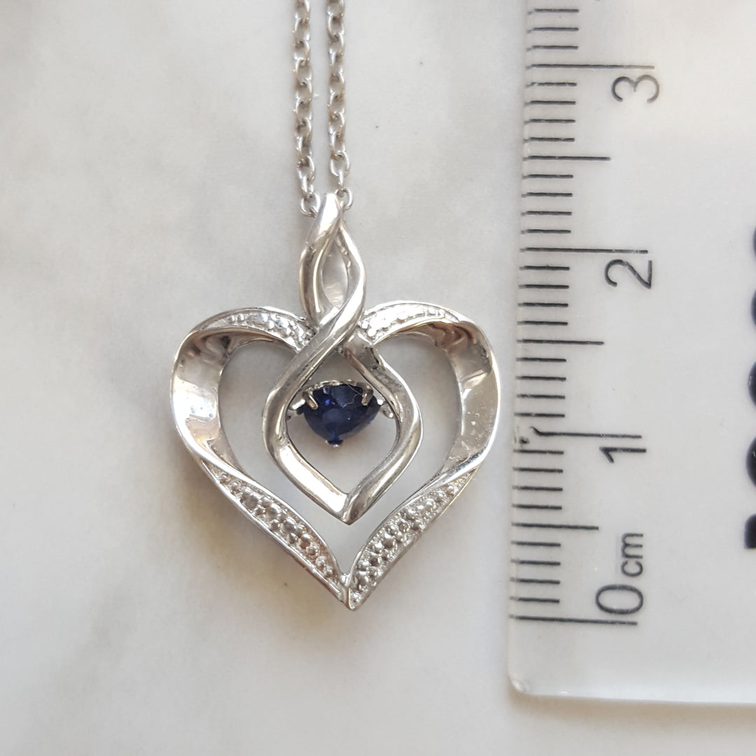 Sterling Silver Sapphire Heart Pendant