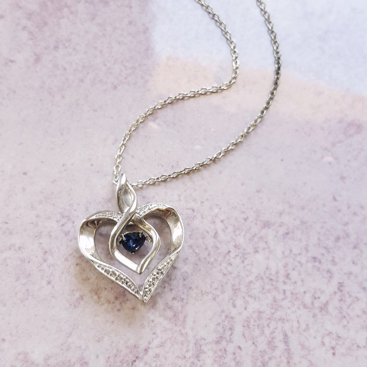 Sterling Silver Sapphire Heart Pendant