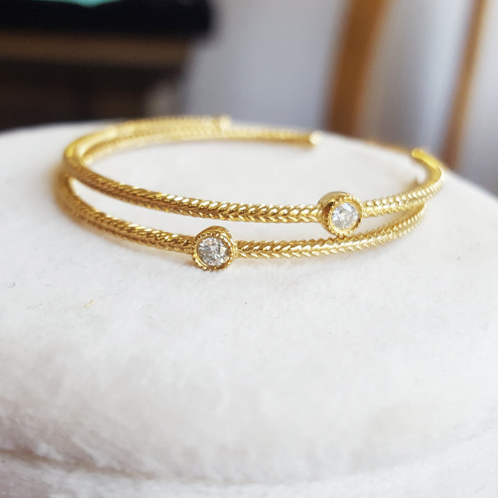 10K Yellow Gold Diamond Bezel Hoops
