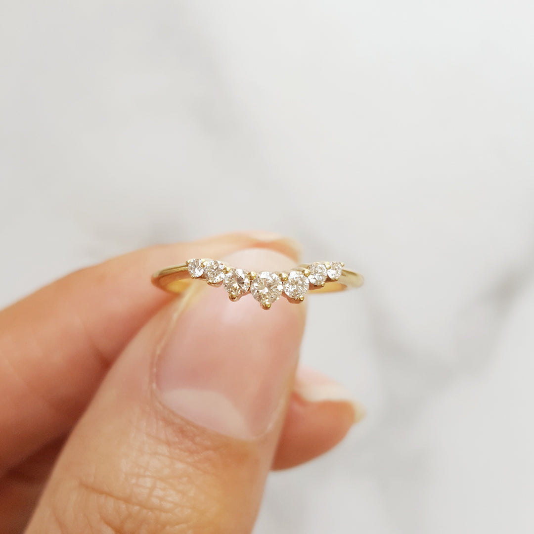 14K Yellow Gold Curved Diamond Band