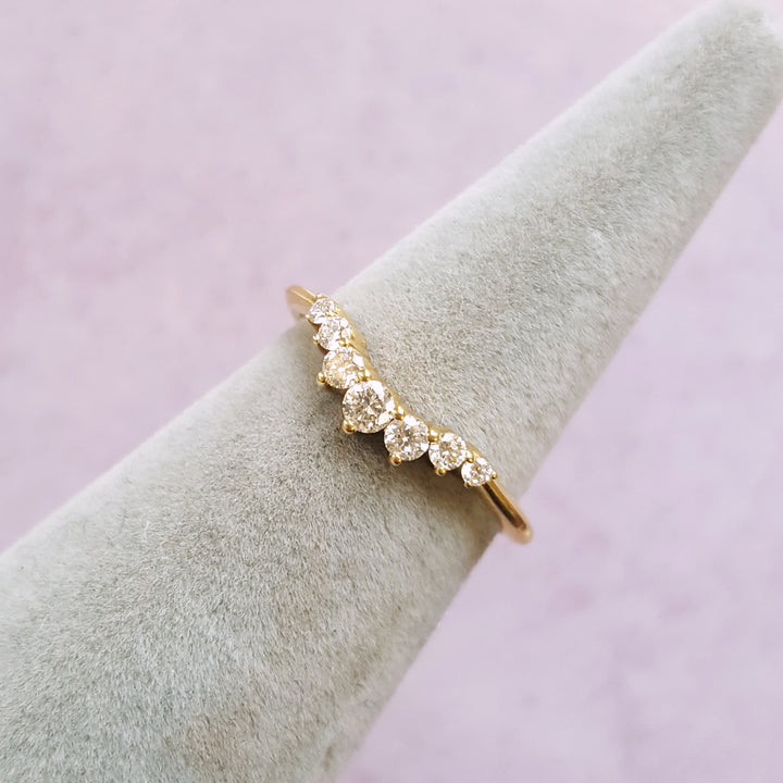 14K Yellow Gold Curved Diamond Band