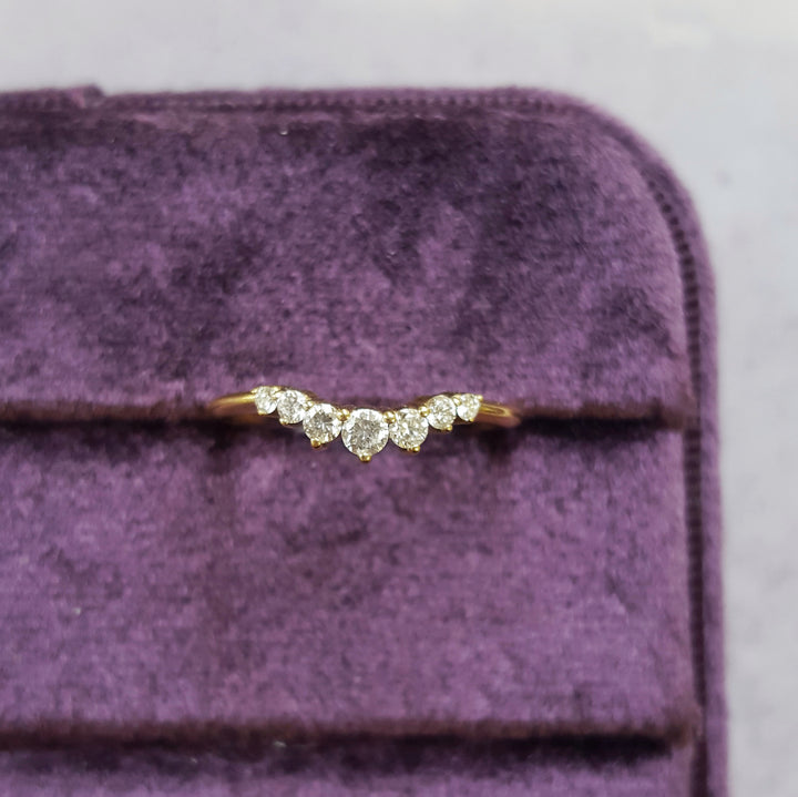 14K Yellow Gold Curved Diamond Band