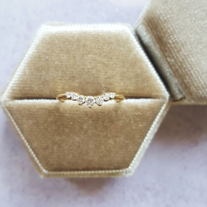 14K Yellow Gold Curved Diamond Band