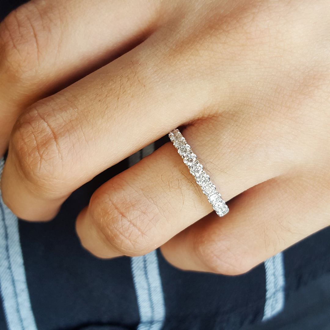 14K White Gold Diamond Band