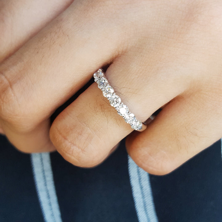 14K White Gold Scalloped Edge Diamond Band