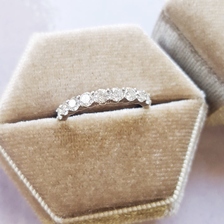 14K White Gold Scalloped Edge Diamond Band