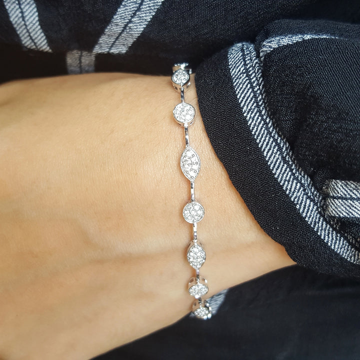 10K White Gold Multi-Shape Diamond Bracelet