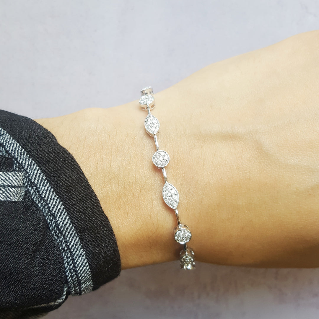 10K White Gold Multi-Shape Diamond Bracelet