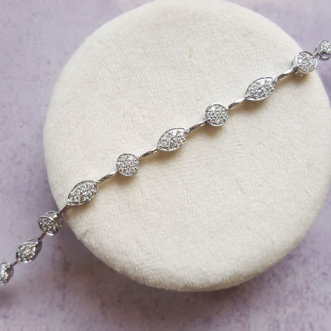 10K White Gold Multi-Shape Diamond Bracelet