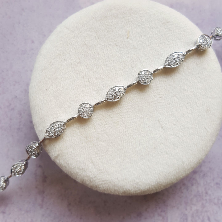 10K White Gold Multi-Shape Diamond Bracelet