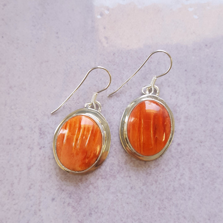 Orange Spiny Oyster Sterling Silver Set