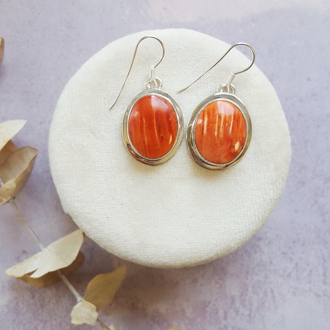 Orange Spiny Oyster Sterling Silver Set