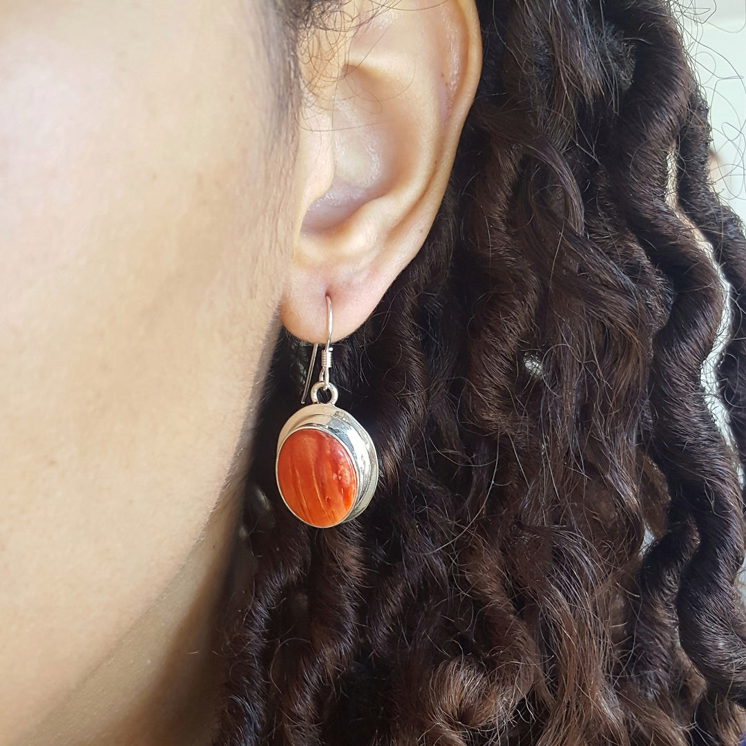 Orange Spiny Oyster Sterling Silver Set