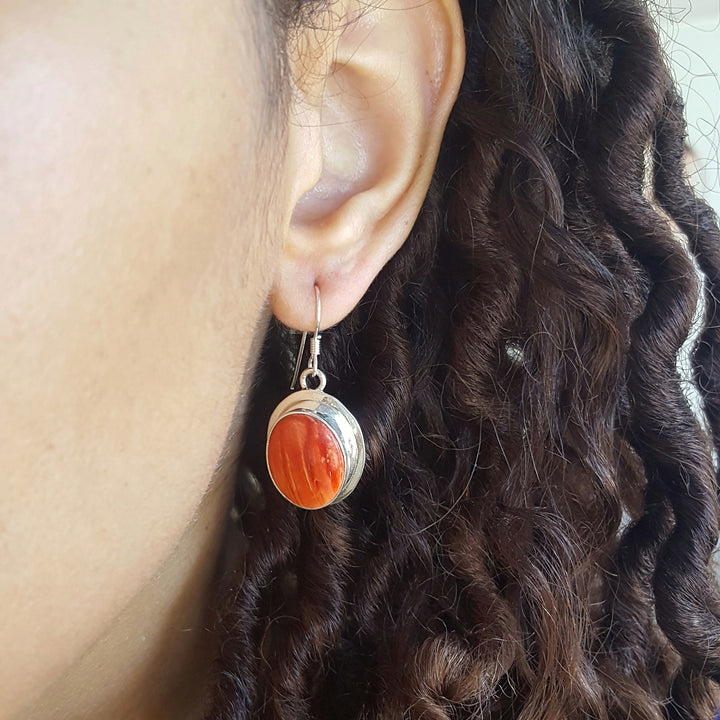 Orange Spiny Oyster Sterling Silver Set