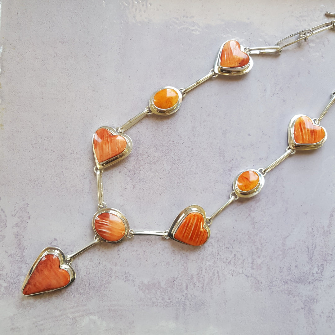 Orange Spiny Oyster Sterling Silver Set