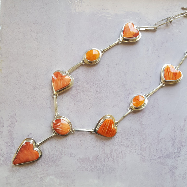 Orange Spiny Oyster Sterling Silver Set