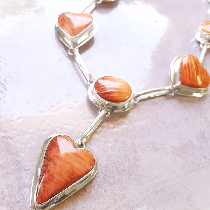 Orange Spiny Oyster Sterling Silver Set