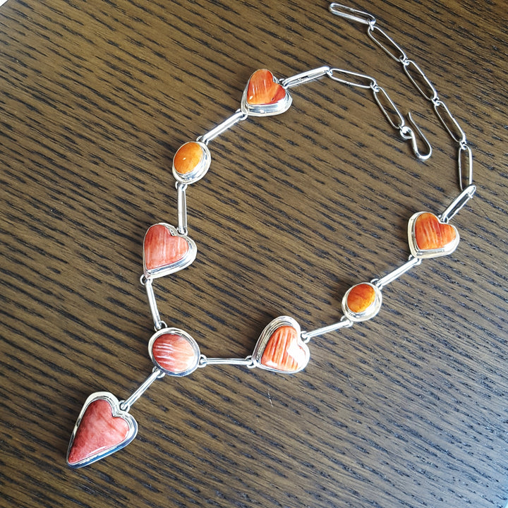 Orange Spiny Oyster Sterling Silver Set