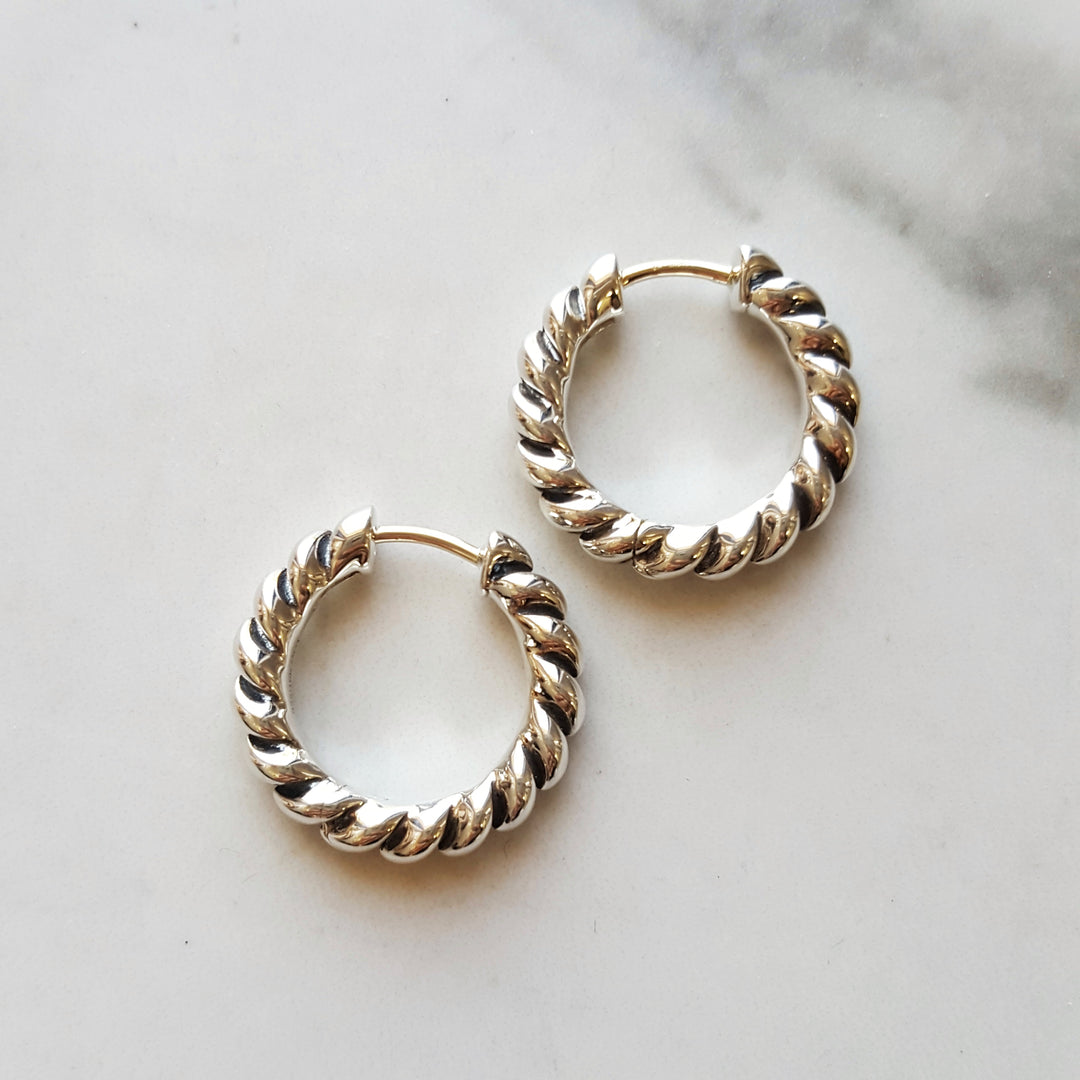 Sterling Silver Rope Hoop Earrings