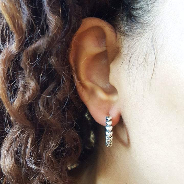 Sterling Silver Rope Hoop Earrings