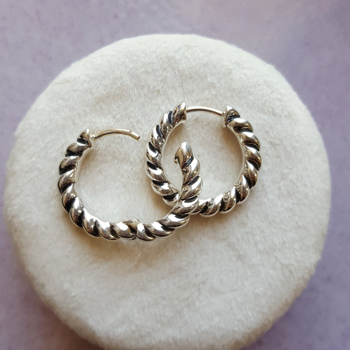 Sterling Silver Rope Hoop Earrings