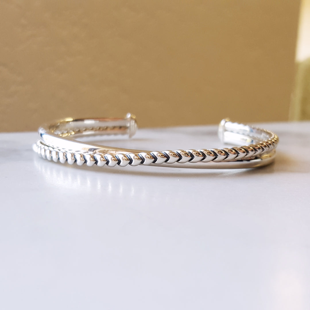 Sterling Silver Rope Cuff Bracelet