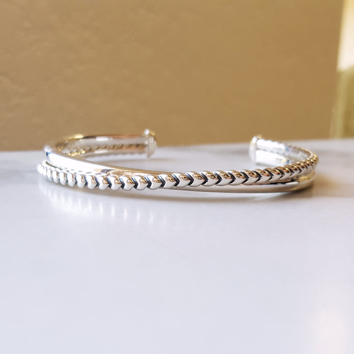 Sterling Silver Rope Cuff Bracelet