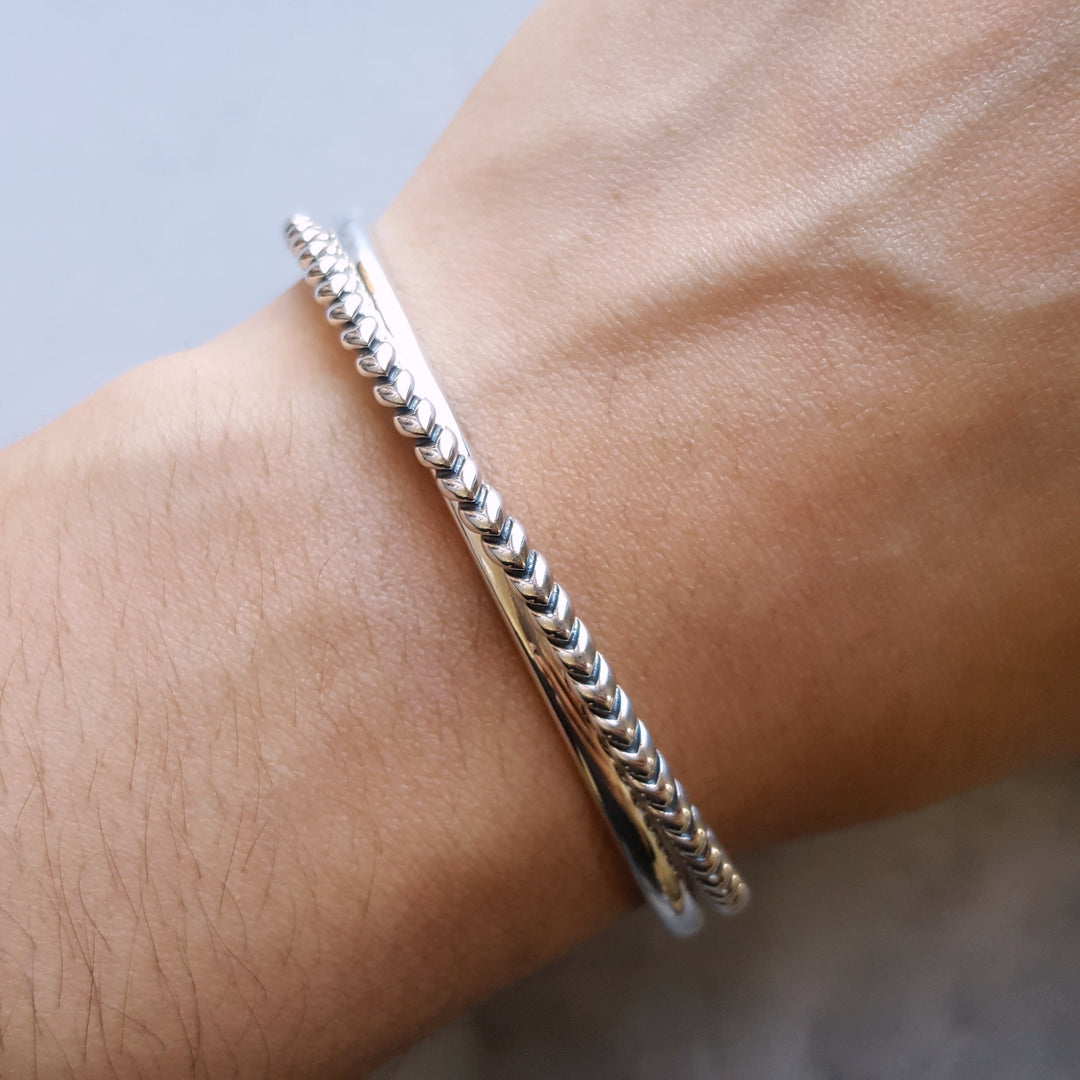 Sterling Silver Rope Cuff Bracelet