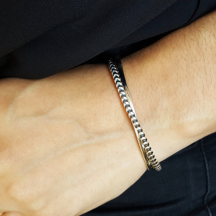 Sterling Silver Rope Cuff Bracelet