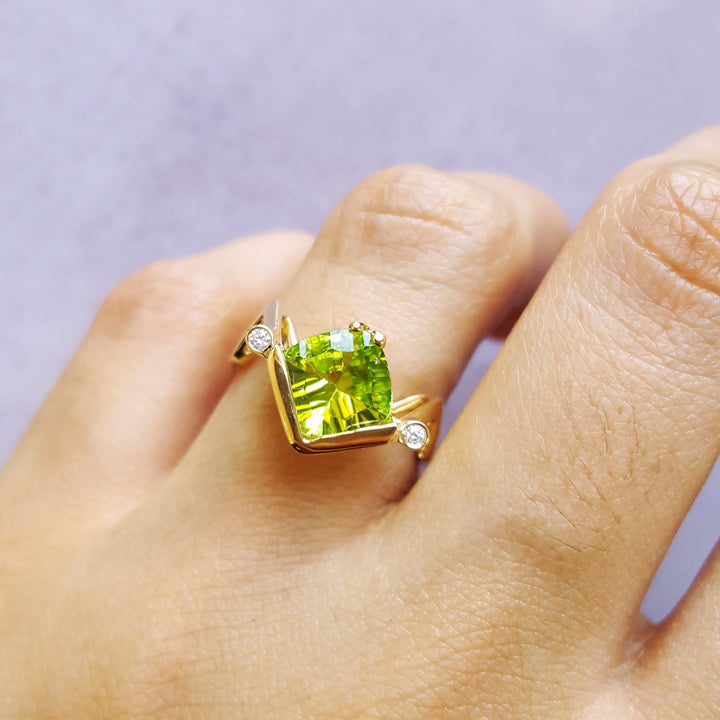 Geometric Arizona Peridot Ring