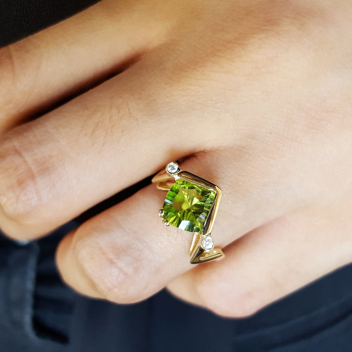 Geometric Arizona Peridot Ring