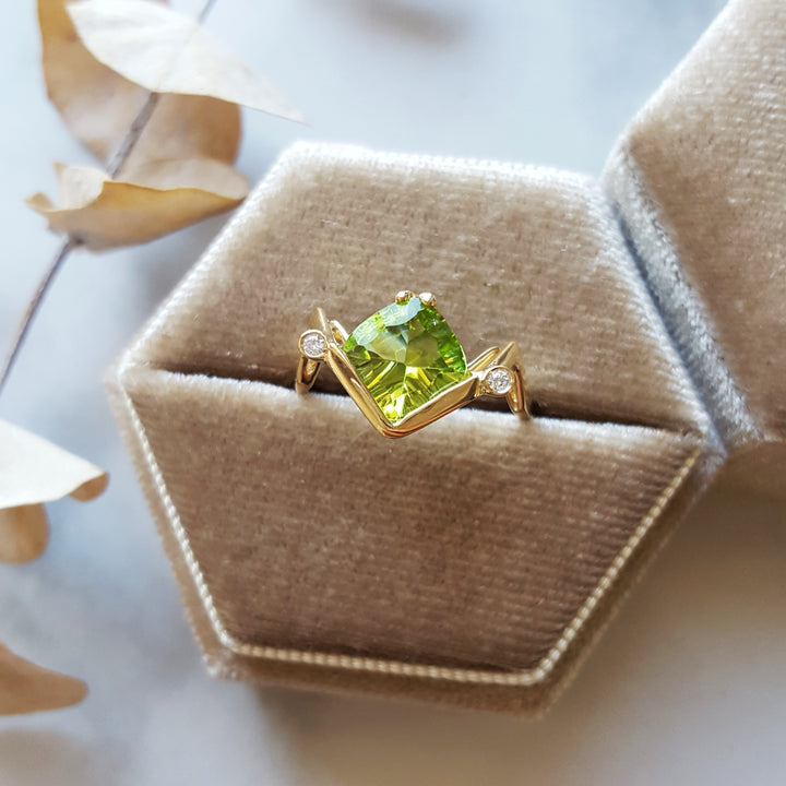 Geometric Arizona Peridot Ring