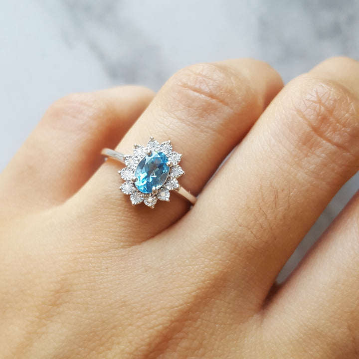 Blue Topaz Sterling Silver Ring