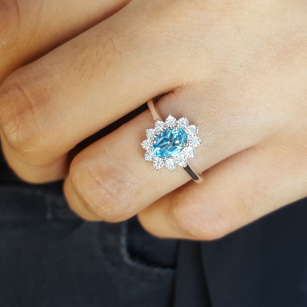 Blue Topaz Sterling Silver Ring