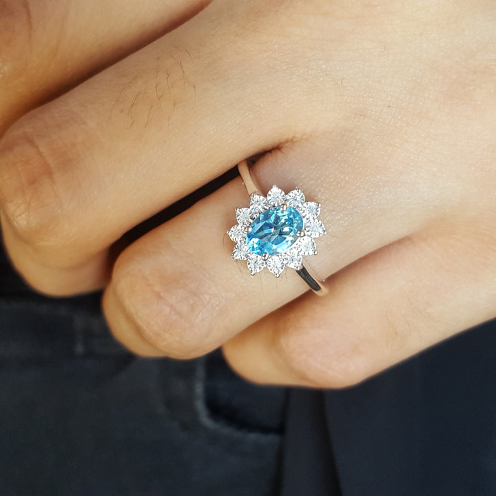 Blue Topaz Sterling Silver Ring
