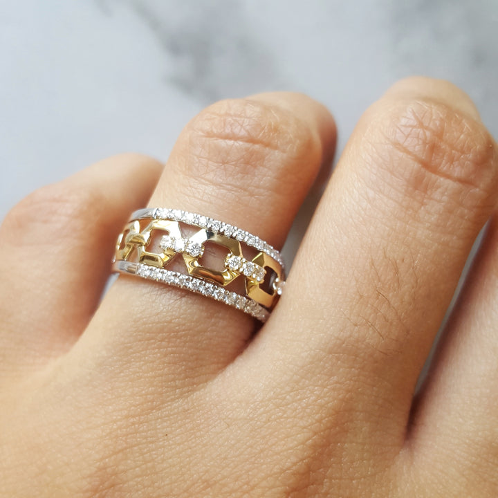 Two Done Negative Space Diamond Band