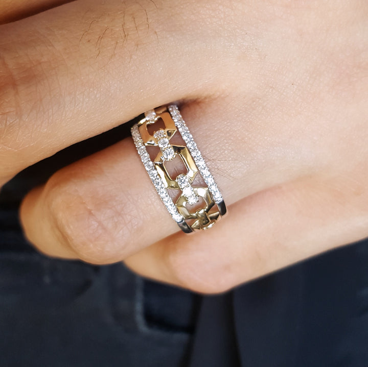 Two Done Negative Space Diamond Band