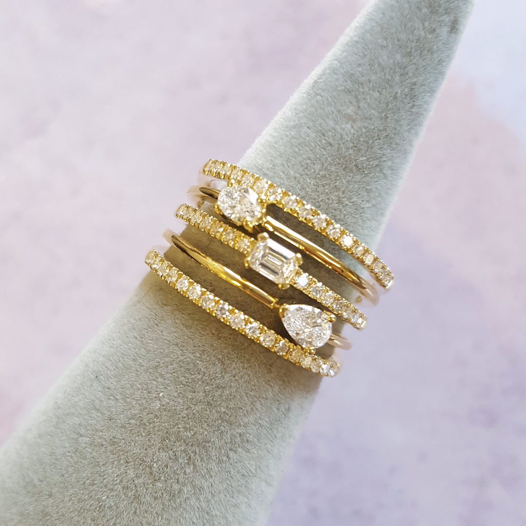 14K Yellow Gold Multi Row Diamond Ring