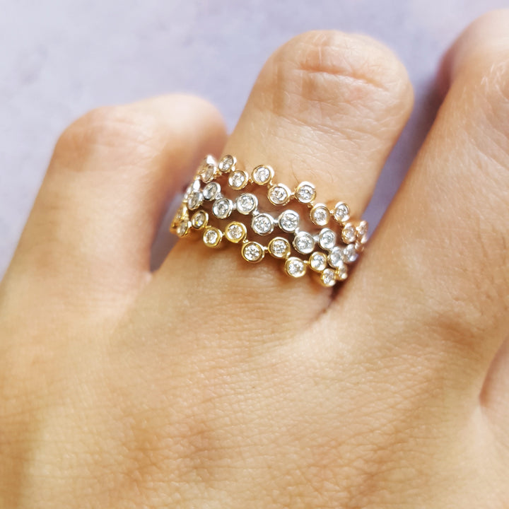 14K Yellow Gold Bubble Bezel Ring