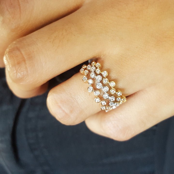 14K Rose Gold Bubble Bezel Diamond Stacker Ring