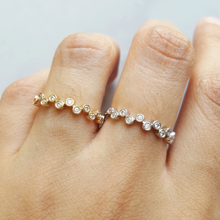 14K Yellow Gold Bubble Bezel Ring