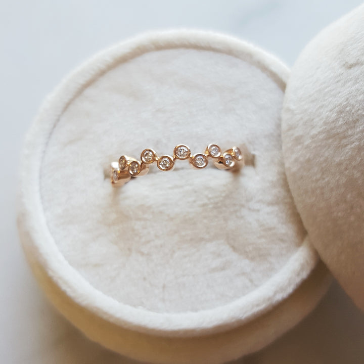14K Rose Gold Bubble Bezel Diamond Stacker Ring