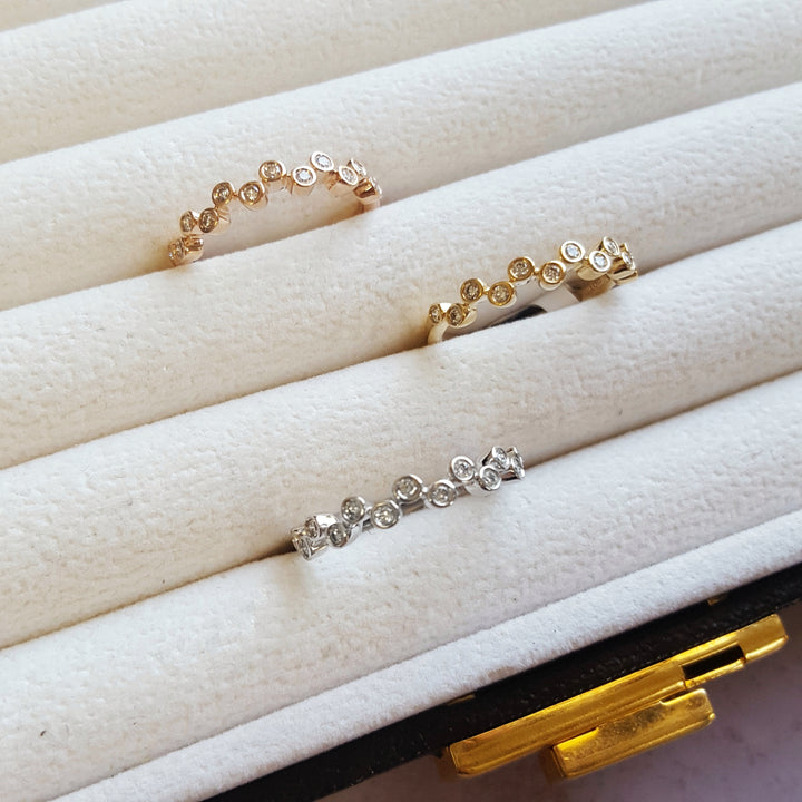 14K Rose Gold Bubble Bezel Diamond Stacker Ring