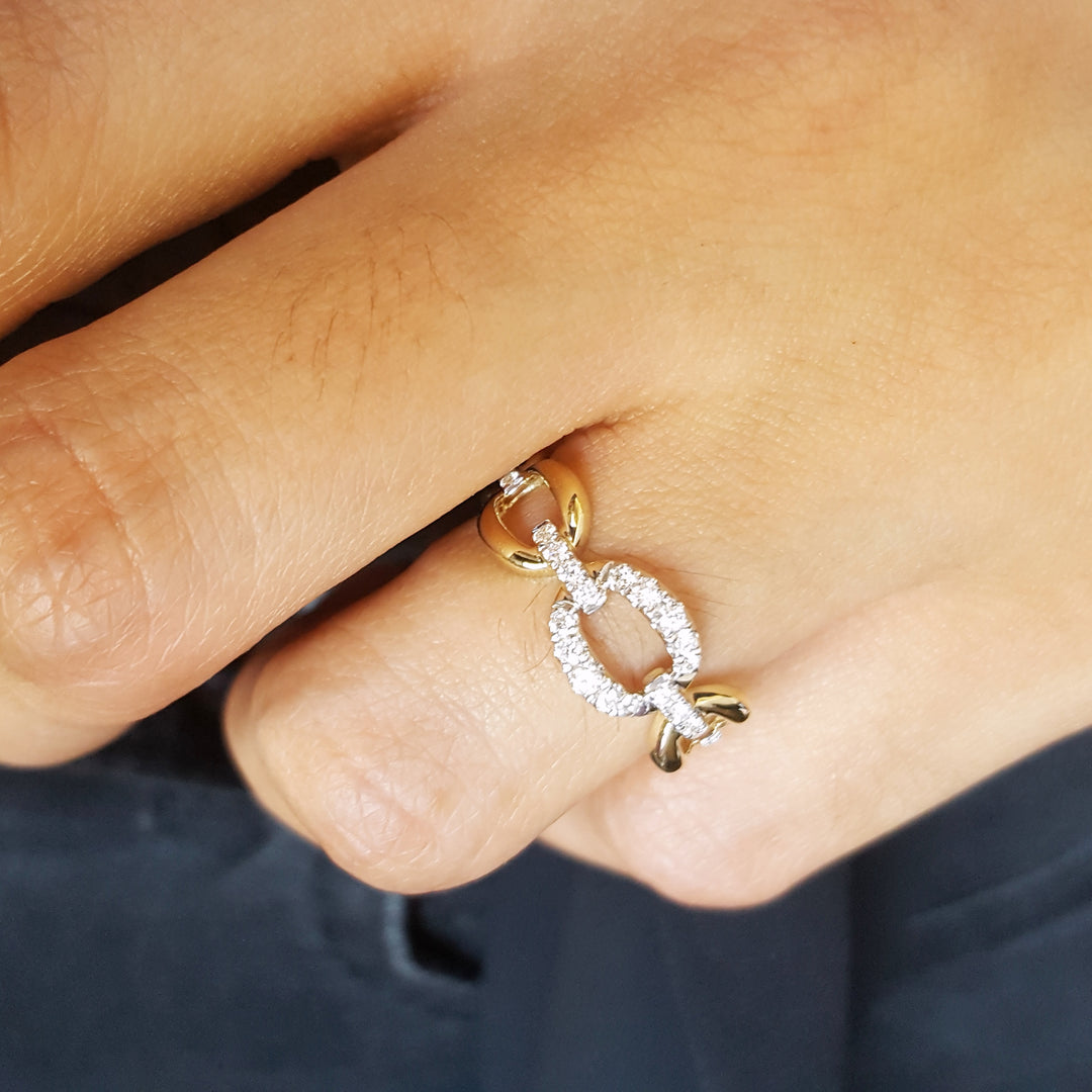 14K Yellow Gold Open Link Style Diamond Ring