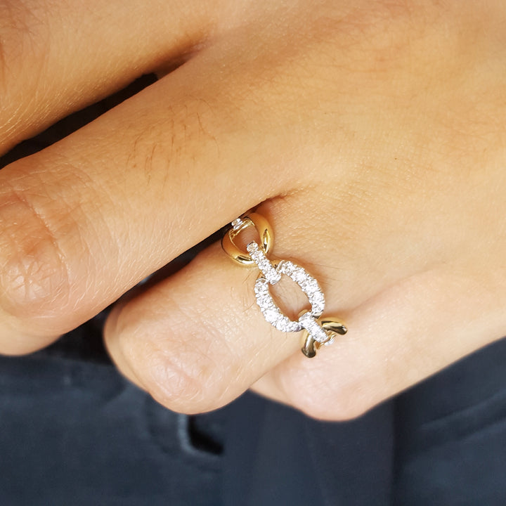 14K Yellow Gold Open Link Style Diamond Ring